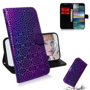 For Sony Xperia 10 Solid Color Colorful Magnetic Buckle Horizontal Flip PU Leather Case with Holder & Card Slots & Wallet & Lanyard(Purple) (OEM)