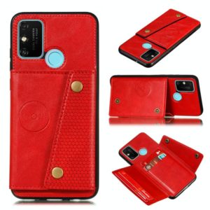 For OPPO A53 Double Buckle PU + TPU Shockproof Magnetic Protective Case with Card Slot & Holder(Red) (OEM)