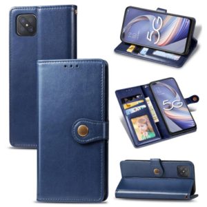 For OPPO A92s Solid Color Leather Buckle Phone Case with Lanyard & Photo Frame & Card Slot & Wallet & Stand Function(Blue) (OEM)
