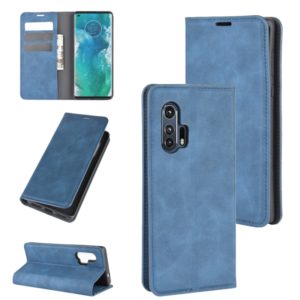 For Motorola Edge+ Retro-skin Business Magnetic Suction Leather Case with Holder & Card Slots & Wallet(Dark Blue) (OEM)