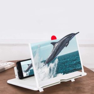 Pull-out Mobile Phone Screen Magnifier 3D Video Desktop Mobile Phone Holder, Size:12 inch(White) (OEM)