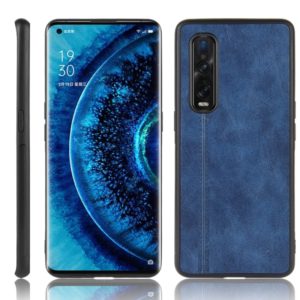 For Oppo Find X2 Pro Regular Version Shockproof Sewing Cow Pattern Skin PC + PU + TPU Case(Blue) (OEM)