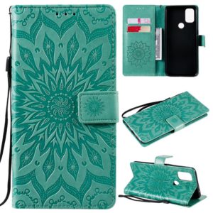 For OnePlus Nord N10 5G Sun Embossing Pattern Horizontal Flip Leather Case with Card Slot & Holder & Wallet & Lanyard(Green) (OEM)