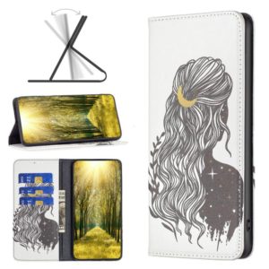 For Nokia G11 / G21 Colored Drawing Pattern Invisible Magnetic Leather Phone Case(Girl) (OEM)