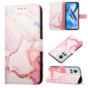 For OnePlus Ace Marble Pattern Flip Leather Phone Case(Rose Gold LS005) (OEM)
