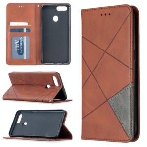 For OPPO A5 Prismatic Invisible Magnetic Horizontal Flip Leather Case with Holder & Card Slots & Photo Frame(Brown) (OEM)