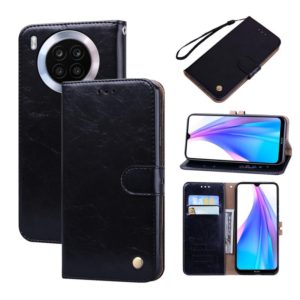 For Huawei nova 8i Oil Wax Texture Leather Phone Case(Black) (OEM)
