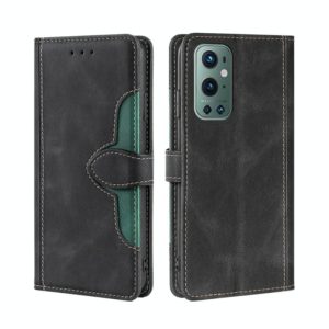 For OnePlus 9 Pro Skin Feel Straw Hat Magnetic Buckle Leather Phone Case(Black) (OEM)