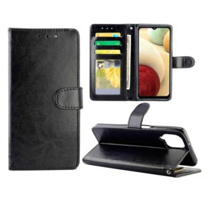 For Samsung Galaxy A12 5G Crazy Horse Texture Leather Horizontal Flip Protective Case with Holder & Card Slots & Wallet & Photo Frame(Black) (OEM)