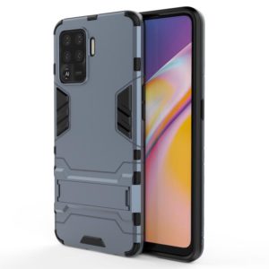 For OPPO A94 Shockproof PC + TPU Protective Case with Hidden Holder(Navy Blue) (OEM)