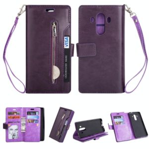 For Huawei Mate 10 Pro Multifunctional Zipper Horizontal Flip Leather Case with Holder & Wallet & 9 Card Slots & Lanyard(Purple) (OEM)