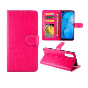 For OPPO Reno3 Pro Crazy Horse Texture Leather Horizontal Flip Protective Case with Holder & Card Slots & Wallet & Photo Frame(Magenta) (OEM)