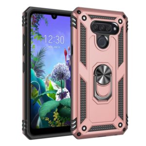 For LG K50 & Q60 Shockproof TPU + PC Protective Case with 360 Degree Rotating Holder(Rose Gold) (OEM)