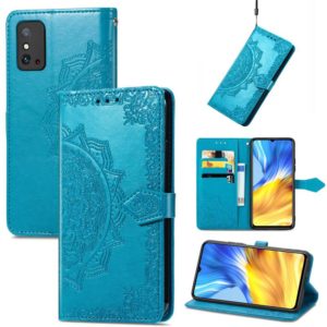 For Honor X10 Max 5G Mandala Flower Embossed Flip Leather Phone Case(Blue) (OEM)