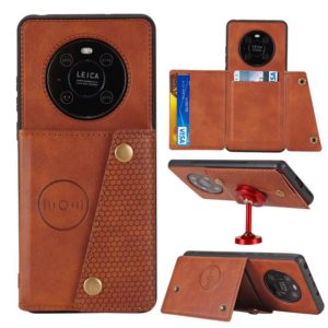 For Huawei Mate 40 Double Buckle PU + TPU Shockproof Magnetic Protective Case with Card Slot & Holder(Light Brown) (OEM)