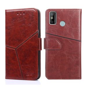 For Tecno Spark 6 GO Geometric Stitching Horizontal Flip Leather Phone Case(Dark Brown) (OEM)