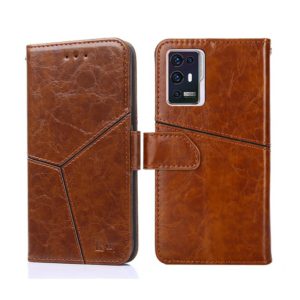 For ZTE Axon 30 Pro Geometric Stitching Horizontal Flip Leather Phone Case(Light Brown) (OEM)