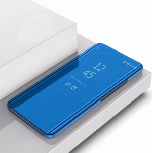 For Galaxy A11 Plated Mirror Horizontal Flip Leather Case with Holder(Blue) (OEM)