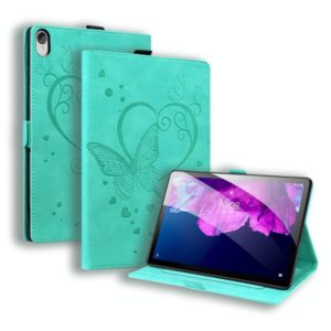 For Lenovo Tab P11 TB-J606F Love Butterfly Pattern Horizontal Flip Leather Case with Holder(Green) (OEM)