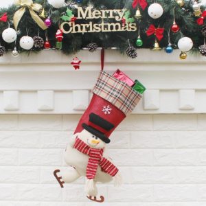 Christmas Ornament Decoration Lattice Cloth Christmas Stocking Gift Bag Pendant (OEM)