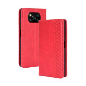 Xiaomi Poco X3 Pro / Poco X3 / Poco X3 NFC Magnetic Buckle Retro Crazy Horse Texture Horizontal Flip Leather Case with Holder & Card Slots & Photo Frame(Red) (OEM)