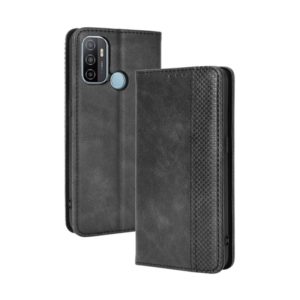 For OPPO A53 2020 / A53S 2020 / A33 Magnetic Buckle Retro Crazy Horse Texture Horizontal Flip Leather Case with Holder & Card Slots & Photo Frame(Black) (OEM)