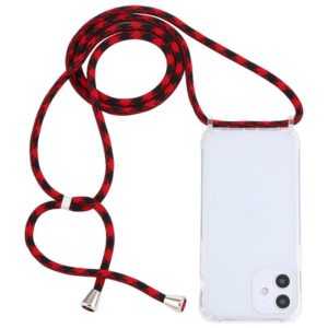For iPhone 12 mini Transparent Acrylic Airbag Shockproof Phone Protective Case with Lanyard (Red Black) (OEM)
