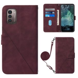 For Nokia G21/G11 Crossbody 3D Embossed Flip Leather Phone Case(Wine Red) (OEM)