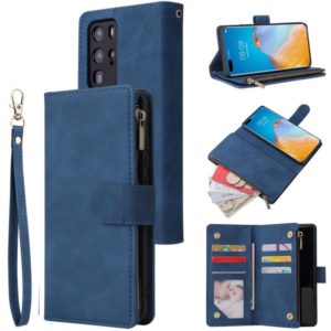 For Huawei P40 Pro Multifunctional Horizontal Flip Leather Case, with Card Slot & Holder & Zipper Wallet & Photo Frame(Blue) (OEM)