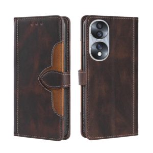For Honor 70 Skin Feel Magnetic Buckle Leather Phone Case(Brown) (OEM)