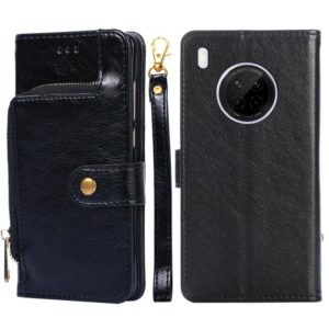 For Huawei Y9a Zipper Bag PU + TPU Horizontal Flip Leather Case with Holder & Card Slot & Wallet & Lanyard(Black) (OEM)