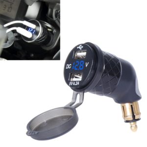 German EU Plug Special Motorcycle Elbow Charger Dual USB Voltmeter 4.2A Charger, Shell Color:Black(Blue Light) (OEM)