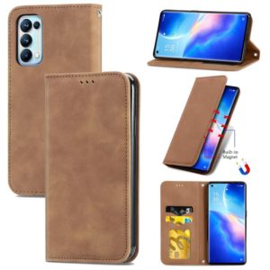For OPPO Reno5 Pro 5G Retro Skin Feel Business Magnetic Horizontal Flip Leather Case with Holder & Card Slots & Wallet & Photo Frame(Brown) (OEM)