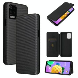 For LG K52 / K62 Carbon Fiber Texture Horizontal Flip TPU + PC + PU Leather Case with Card Slot(Black) (OEM)