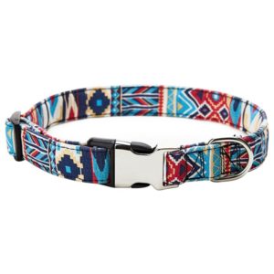 Ethnic Bohemian Floral Half Metal Buckle Dog Collar, Size: L 2.5x60cm(Ethnic Strap) (OEM)
