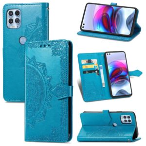 Halfway Mandala Embossing Pattern Horizontal Flip Leather Case with Holder & Card Slots & Wallet & Lanyard For Motorola Edge S(Blue) (OEM)
