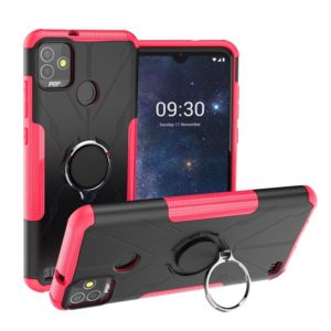 For Tecno Pop 5P Armor Bear Shockproof PC + TPU Phone Case with Ring Holder(Rose Red) (OEM)