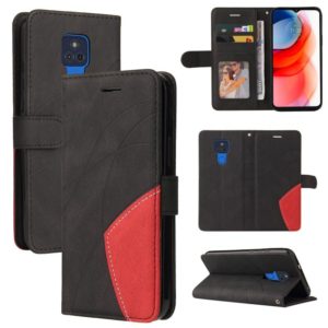 For Motorola Moto G Play 2021 Dual-color Splicing Horizontal Flip PU Leather Case with Holder & Card Slots & Wallet(Black) (OEM)
