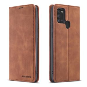 For Samsung Galaxy A21s Forwenw Dream Series Oil Edge Strong Magnetism Horizontal Flip Leather Case with Holder & Card Slots & Wallet & Photo Frame(Brown) (Forwenw) (OEM)