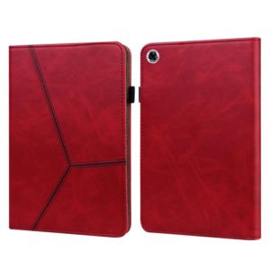 For Samsung Galaxy Tab A8 10.5 (2021) Solid Color Embossed Striped Leather Tablet Case(Red) (OEM)