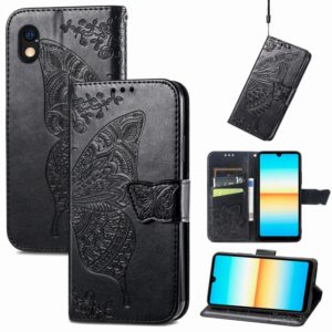 For Sony Xperia Ace III Butterfly Love Flower Embossed Leather Phone Case(Black) (OEM)