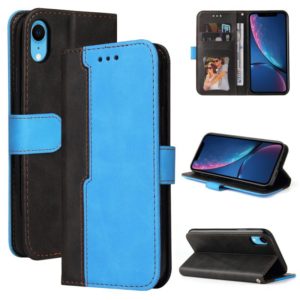 For iPhone X / XS Business Stitching-Color Horizontal Flip PU Leather Case with Holder & Card Slots & Photo Frame(Blue) (OEM)