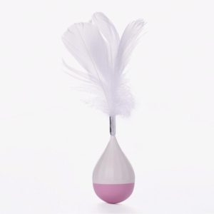 Cat Interactive Toy to Relieve Boredom Feather Tumbler Amusing Cat Stick(White+Pink) (OEM)