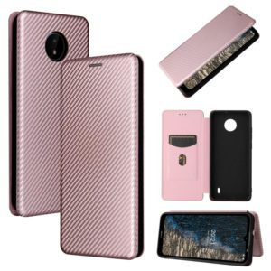 For Nokia C20 Carbon Fiber Texture Horizontal Flip TPU + PC + PU Leather Case with Card Slot(Pink) (OEM)