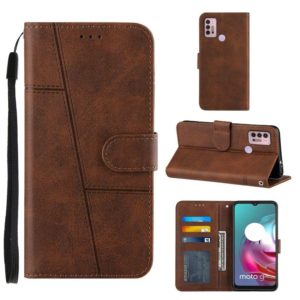 For Motorola Moto G10 Stitching Calf Texture Buckle Leather Phone Case(Brown) (OEM)