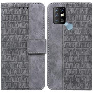 For Infinix Hot 10 X682 Geometric Embossed Leather Phone Case(Grey) (OEM)