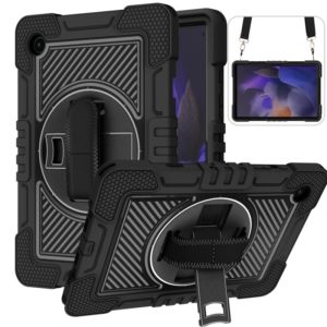 For Samsung Galaxy Tab A8 10.5 2021 360 Degree Rotation Contrast Color Silicone + PC Tablet Case(Black) (OEM)