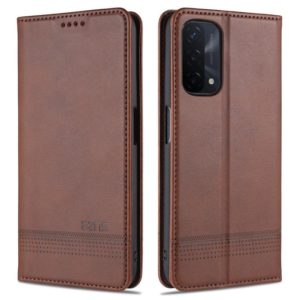 For OPPO A74 (5G) AZNS Magnetic Calf Texture Horizontal Flip Leather Case with Card Slots & Holder & Wallet(Dark Brown) (AZNS) (OEM)
