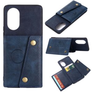 For Huawei Nova 8 Pro 5G Double Buckle PU + TPU Shockproof Magnetic Protective Case with Card Slots & Holder(Blue) (OEM)