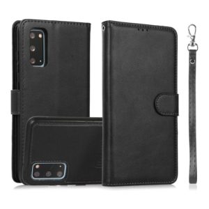 For Samsung Galaxy S20 Calf Texture 2 in 1 Detachable Magnetic Back Cover Horizontal Flip Leather Case with Holder & Card Slots & Wallet & Photo Frame(Black) (OEM)